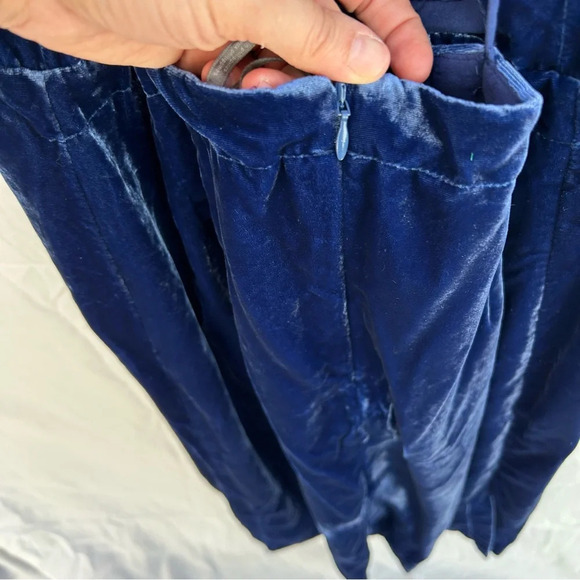New Anthropologie Sapphire Winter Blue Strappy Velvet Slip Dress Size 14 - Picture 13 of 14